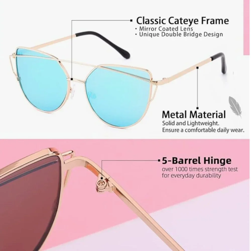 Cat Eye Mirrored Sunglasses – Chic, Protective & Timeless